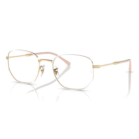 Armação branca, foto de ecommerce mostrando em boa resolução o óculos de grau de metal nas cores branco com dourado