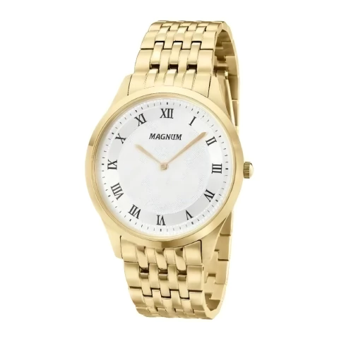 Relógio Magnum Dourado Slim Social Aço Inoxidável MA21919H - comprar online