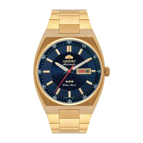 Relógio Orient Automático Dourado Masculino Três Estrelas 469GP087F D1KX - comprar online
