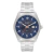Relógio Orient Solartech com fundo azul prateado de aço masculino 42 mm