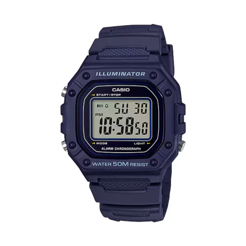 Relógio digital da Casio na cor azul fosco todo de resina leve e confortável estilo masculino esportivo