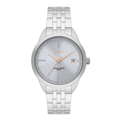 Relógio Orient Feminino Prateado Pedras Internas FBSS1200 S2SX - comprar online