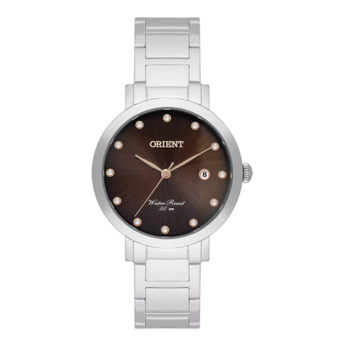Relógio Orient Feminino Prateado Mostrador Marrom FBSS1202 N1SX - comprar online