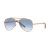 Óculos de sol ray-ban feminino aviador com lentes azuis e cor rosé gold