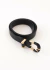 Cinto feminino preto Aline com fivela dourada, acessório de moda elegante