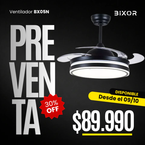 VENTILADOR LED RETRACTIL 24W NEGRO BX05N
