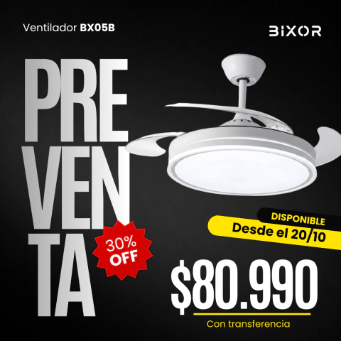 VENTILADOR RETRACTIL 24W BLANCO 3 TONOS LED BX05 (PREVENTA)