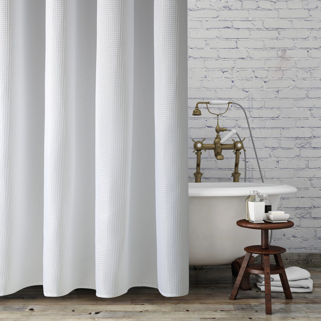 Cortina Cuadros Jacquard Blanco