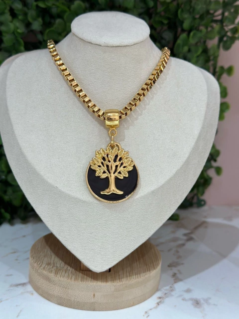Colar Árvore Resina Preta