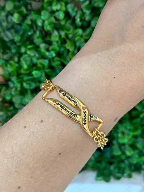Pulseira Corrente Dupla Otimismo, Prosperidade, amor e fé