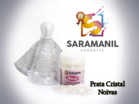 Corante em pó para Biscuit Noivas Prata Cristal 4grs - Saramanil