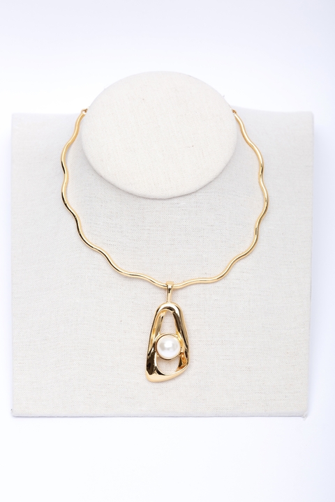 Choker Aro Pérola Dourado