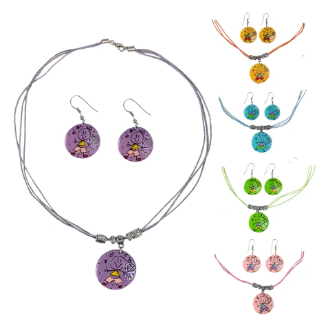 Set Collar Y Aros Infantiles Conjunto Dijes Tenis Colores | Pack por docena