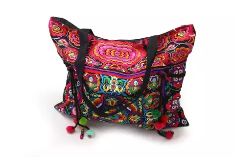 Cartera 43*40Cm Bordada Flores Multicolor Por Unidad - comprar online
