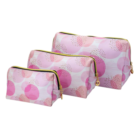 Set De Neceser 3 Unidades Blanco Con Lunares