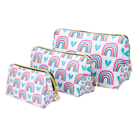 Set De Neceser 3 Unidades Blanco Con Arcoiris