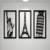 Cuadro Calado MDF FibroPlus Negro 3mm Combo Monumentos 3 Partes 95x62 cm