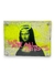 Objeto decorativo moderna com imagem da Mona Lisa em acrílico, combinada com concreto grafitado