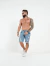 Bermuda Jogador Jeans Marmorizada com Faixa Grega Lateral - loja online