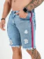 Bermuda Jogador Jeans Marmorizada com Faixa Grega Lateral - comprar online
