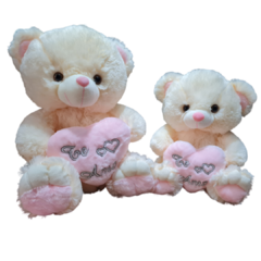Oso crema con corazón rosa - comprar online