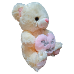 Oso crema con corazón rosa - Mundo Peluche LP