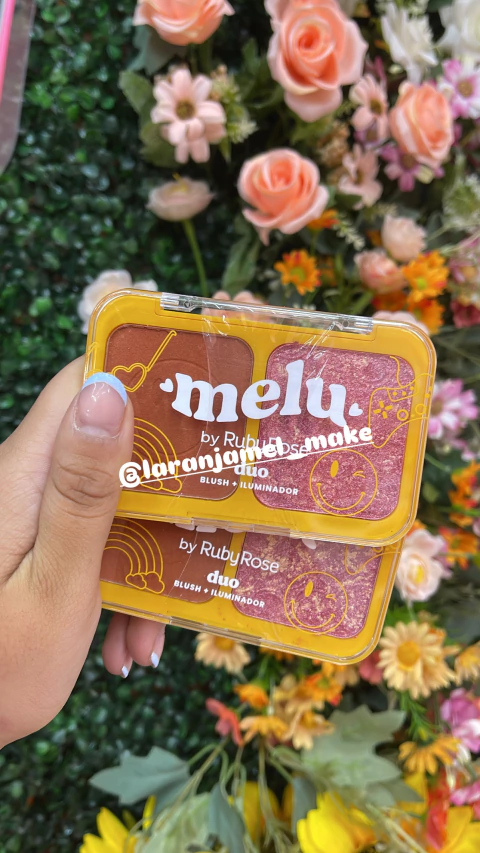DUO BLUSH E ILUMINADOR CREMOSO MELU RR-1002-2