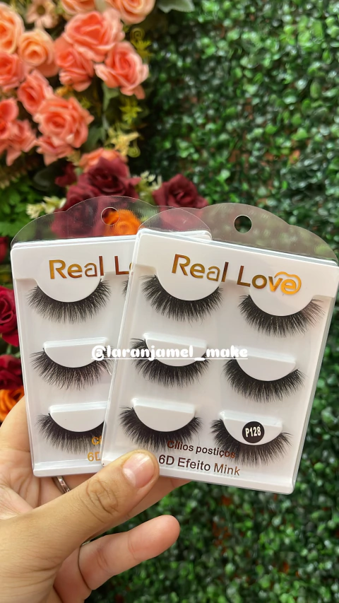 CARTELA DE CÍLIOS 6D P128 EFEITO MINK REAL LOVE