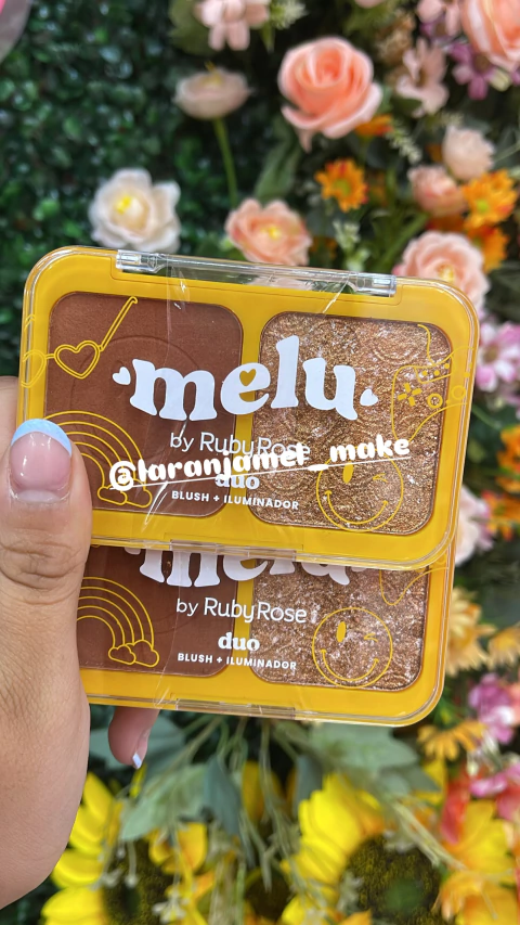 DUO BLUSH E ILUMINADOR CREMOSO MELU RR-1002-3