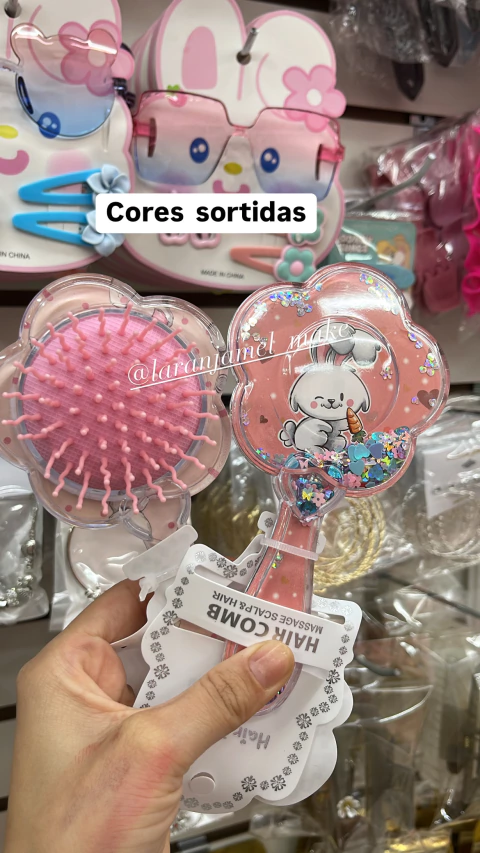 ESCOVA DE CABELO COM GLITTER FLOR - comprar online