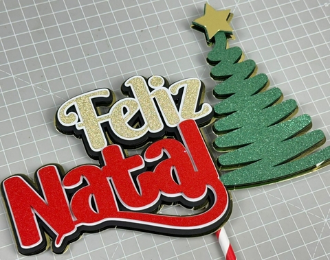 Arquivo de Corte Topo de Bolo Feliz Natal Arvore Studio +BRINDE