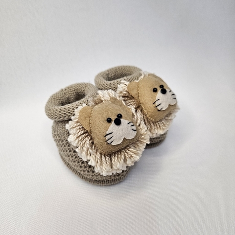 Sapatinho Tricot Leão Bege Claro
