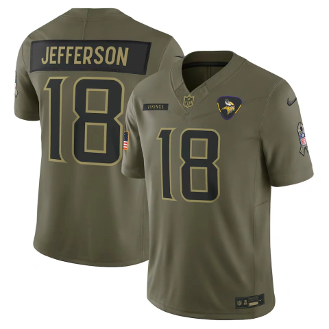 JERSEY SALUTE SERVICE 2025 MINNESOTA VIKINGS #18 JEFFERSON