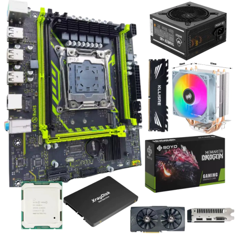 KIT X99 c/ Xeon 2650V4 + Fonte 400w + Rx580 + RAM 16GB 2666 MHZ + SSD 256gb + Cooler ice200