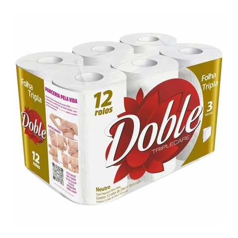 Papel Higiênico Folha Tripla Doble 12 Rolos 20m