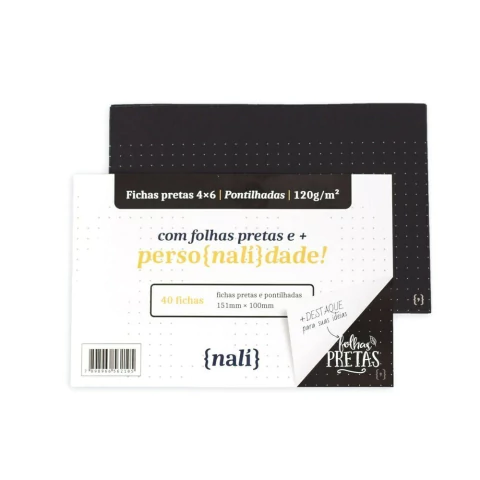 Fichas Pretas 4x6 Pontilhadas 120g/m² - Nalí Papelaria