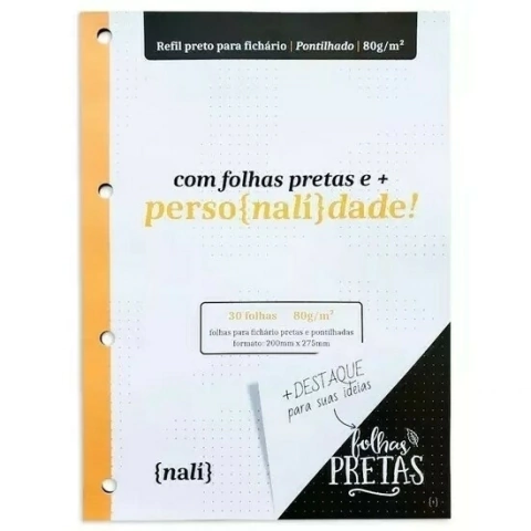 Refil Preto para Fichário A4 Pontilhado - Nalí Papelaria