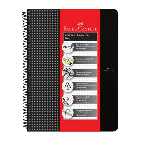 Caderno Grip Pautado Preto 80 Folhas - Faber-Castell