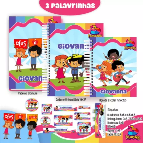 3 Palavrinhas Menina- Kit Escolar 2025
