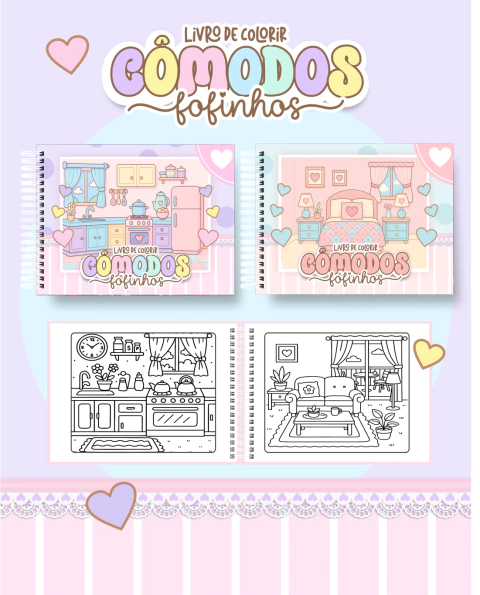 Livro de colorir tema CÔMODOS FOFINHOS - comprar online