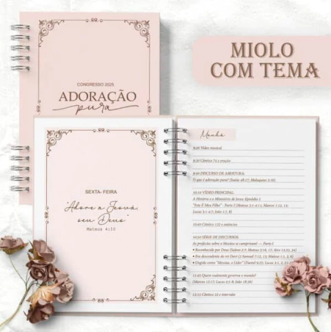 Arquivo Caderno Congresso 2025 Neutro Adoração Pura COM TEMA Feminino - comprar online