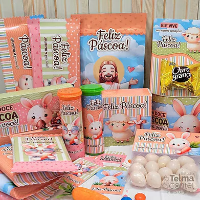 Kit Digital Completo Printables Páscoa + imagens e fundos