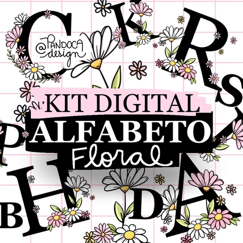 Kit Digital Alfabeto Floral
