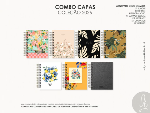 Super Combo Agendas 2026 Datadas (Agendas Feminina e Masculina, Capas) - Moldes da Lê - comprar online