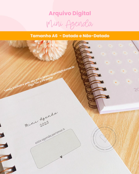 Mini Agenda A6 (Datado e Não-Datado) - Branco Papel