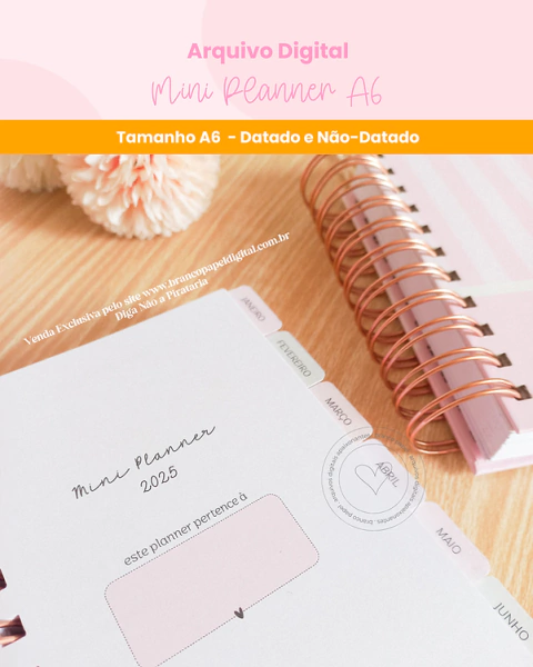 Mini Planner A6 (Datado e Não-Datado) - Branco Papel