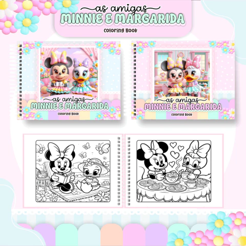 Livro de colorir tema Minnie e Margarida