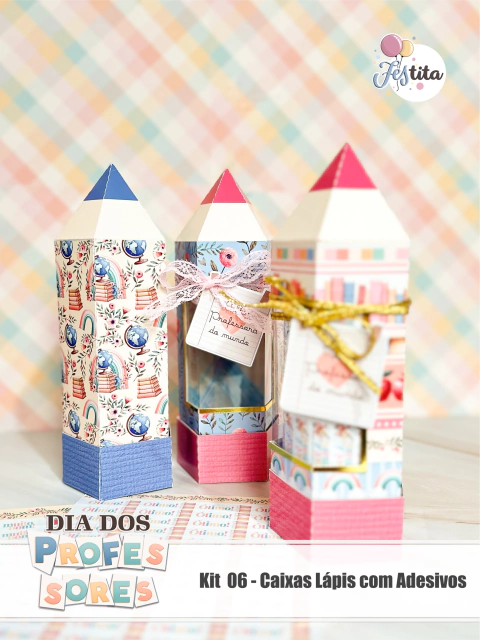 Professores Kit 06 - Caixa Lápis Com Adesivos + Video Aula