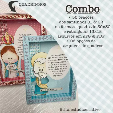 Santinhos 1 e 2 - Combo Orações + Quadrinhos