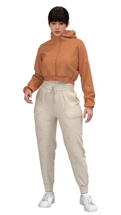 Molde calça jogger feminina com bolsos faca, viés para laço, elástico no cós, lástex no tornozelo.